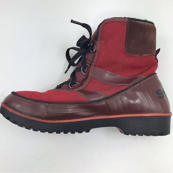 Sorel Tivoli Red Black Waterproof Insulated Lace Up Ankle Boots - Picture 8 of 16